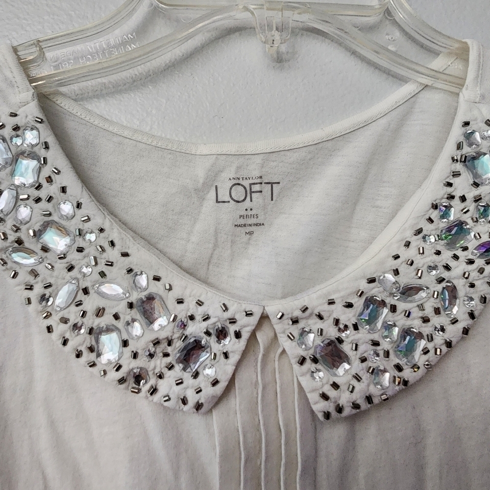 Loft Bedazzled Collar Tanktop Size Medium Petite - Picture 6 of 6